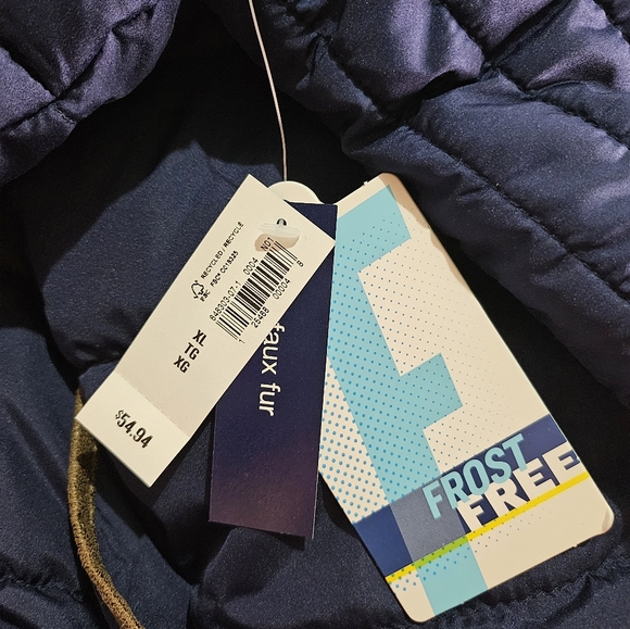 OLD NAVY Puffer Women's Jacket FAUX FUR TRIM JacketSZ XL navy blue color - Picture 7 of 12